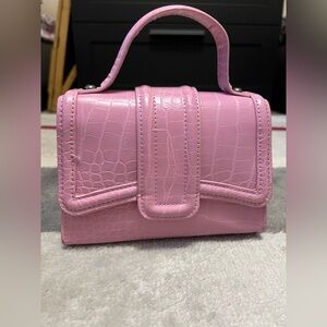 Pink Croc-Embossed Purse